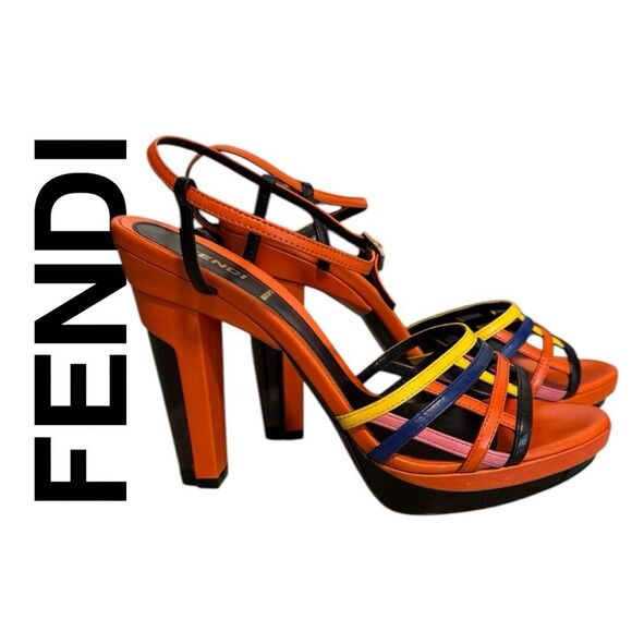 Fendi Women's Multicolor Strappy Heels - Picture 1 of 8